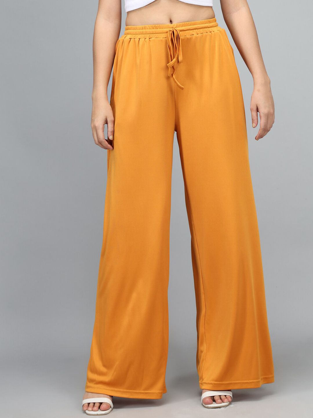 Kotty Women Yellow Loose Fit High-Rise Parallel Trousers Price in India