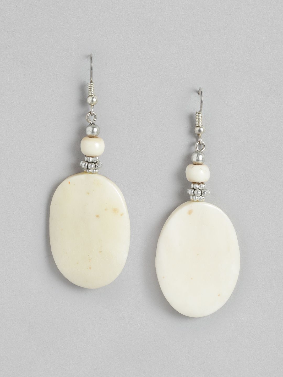 RICHEERA Off White Oval Drop Earrings Price in India