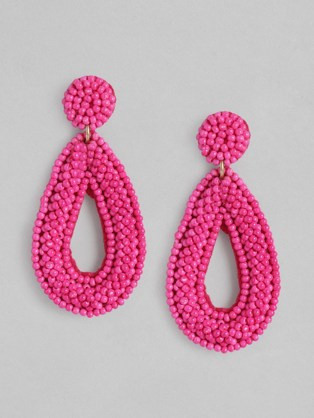 RICHEERA Pink Oval Drop Earrings Price in India