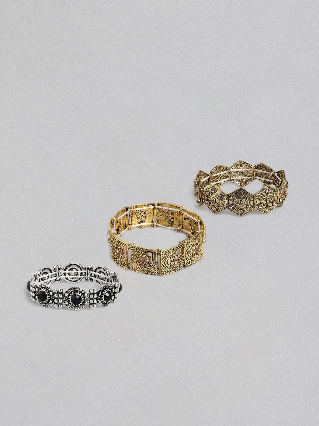 Kord Store Women Set of 3 Textured Elasticated Bracelet Price in India