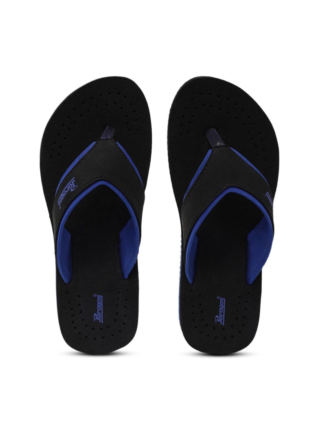 Paragon Women Black & Navy Blue Thong Flip-Flops Price in India