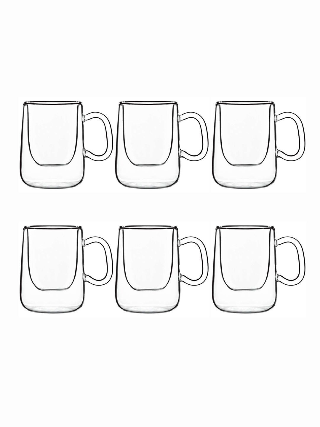 Luigi Bormioli Set of 6 Transparent Solid Glass Mugs Price in India