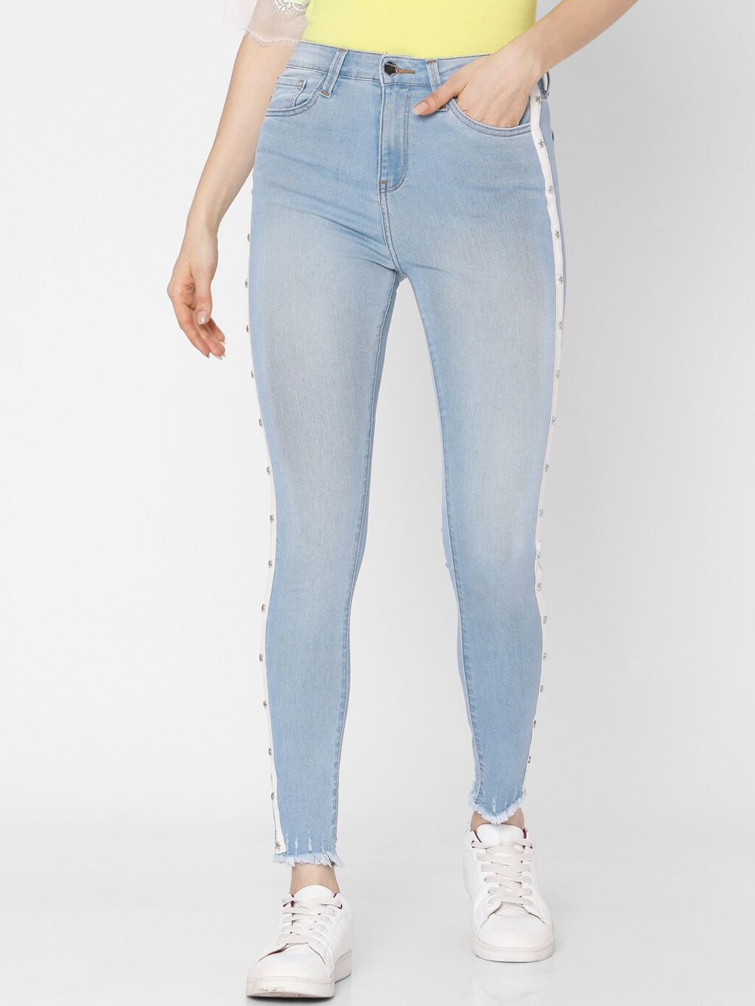SPYKAR Women Light Blue Skinny Fit High-Rise Heavy Fade Jeans Price in India