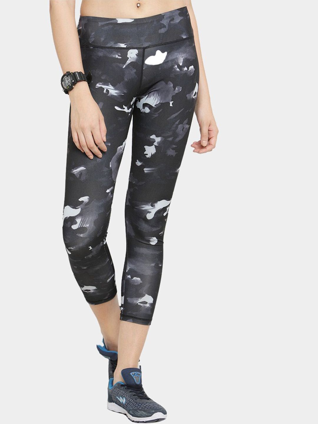 Boston Club Women Black & White Printed Skinny-Fit Tights Price in India