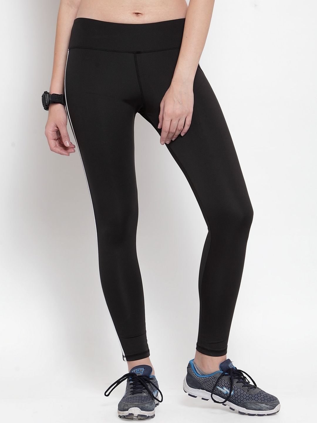 Boston Club Women Black & White Solid Skinny-Fit Tights Price in India