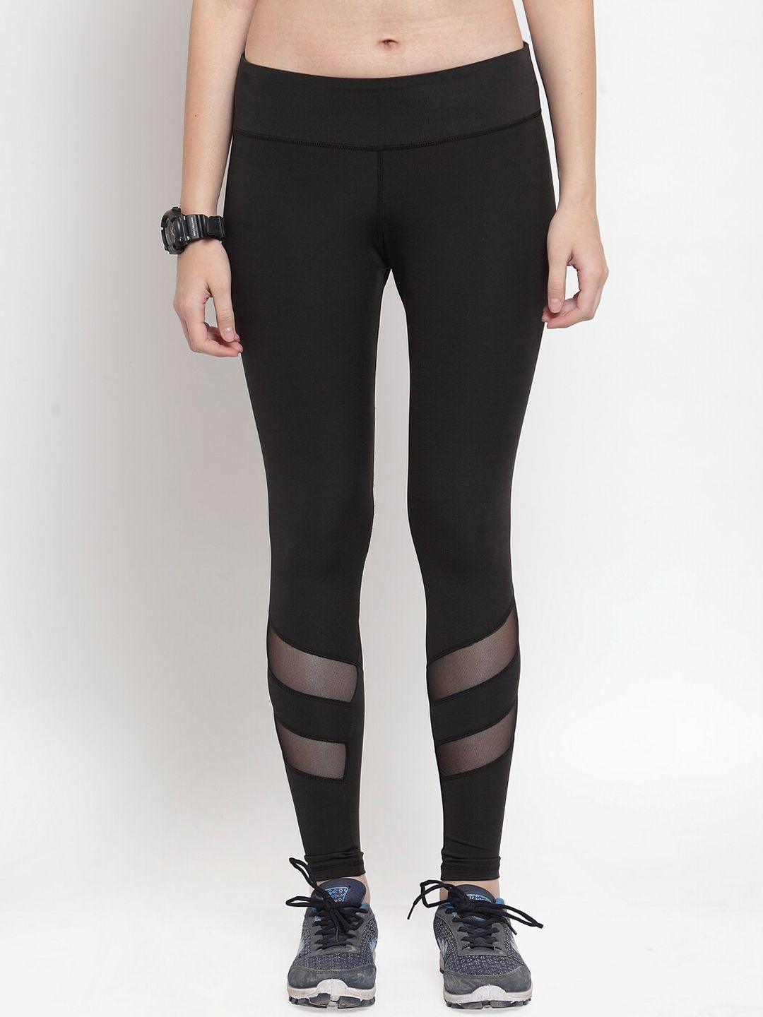 Boston Club Women Black Solid Training & Gym Skinny-Fit Tights Price in India