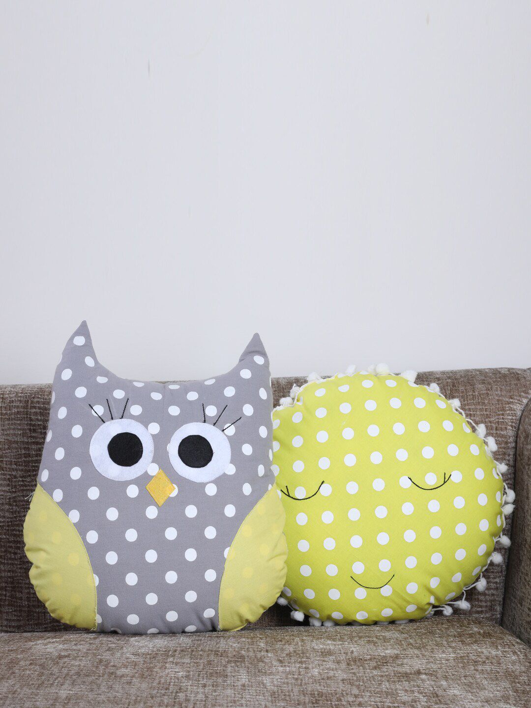 My Gift Booth Set Of 2 Printed Cotton Sun & Owl Floor Cushions Price in India