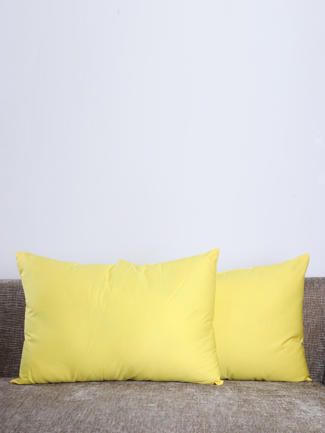 My Gift Booth Set Of 2 Yellow Solid Rectangular Cushions Price in India