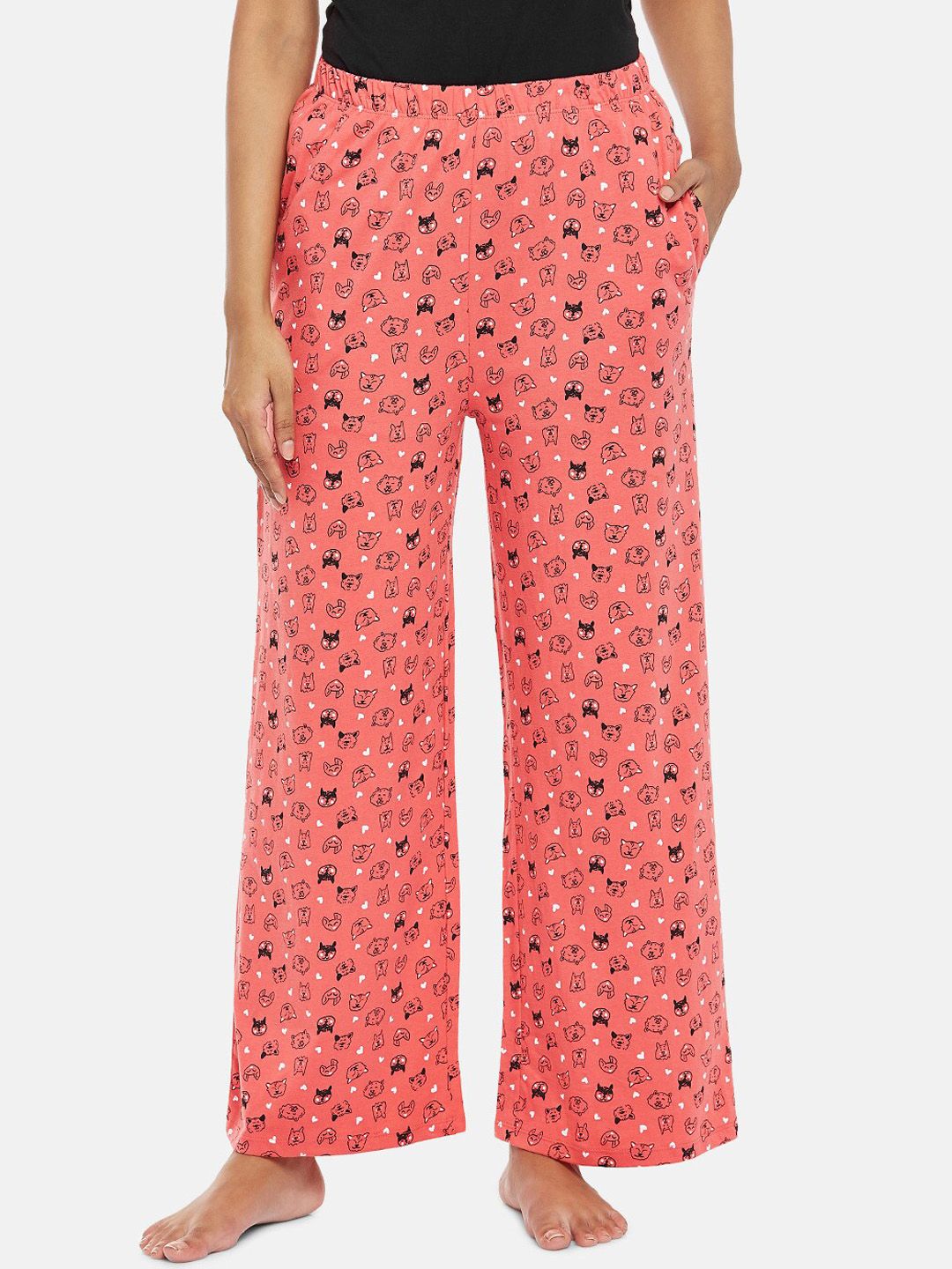 People Womens Pink Printed Cotton Pyjama Price in India