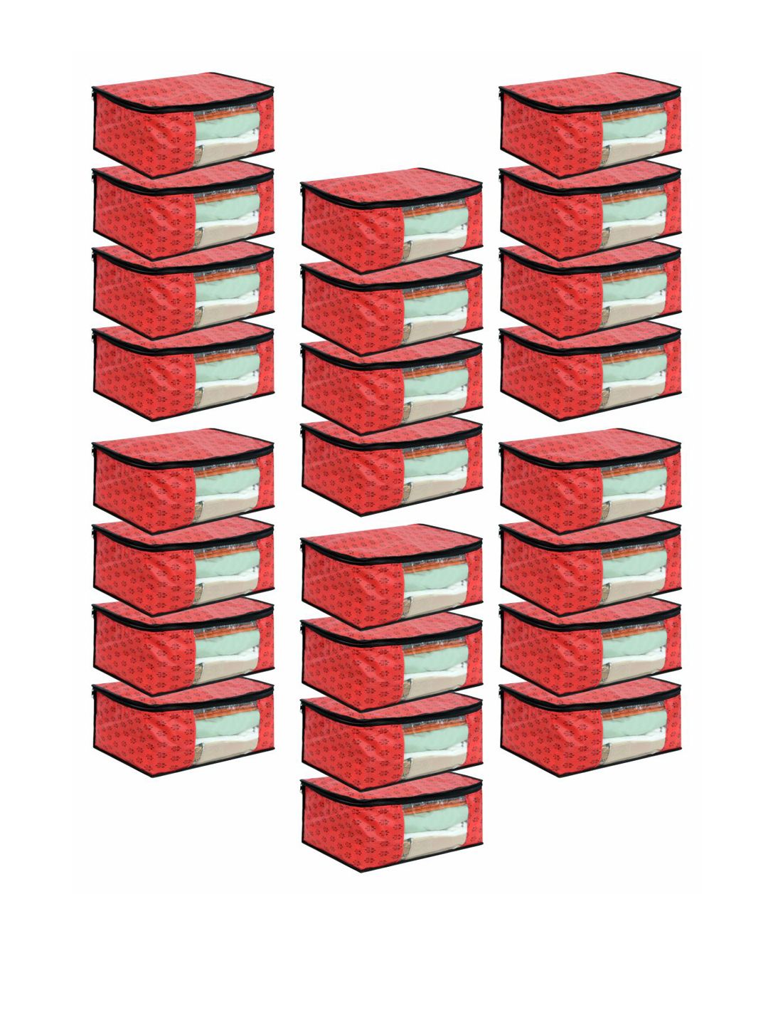 prettykrafts Set Of 24 Red Printed Saree Organizers Price in India