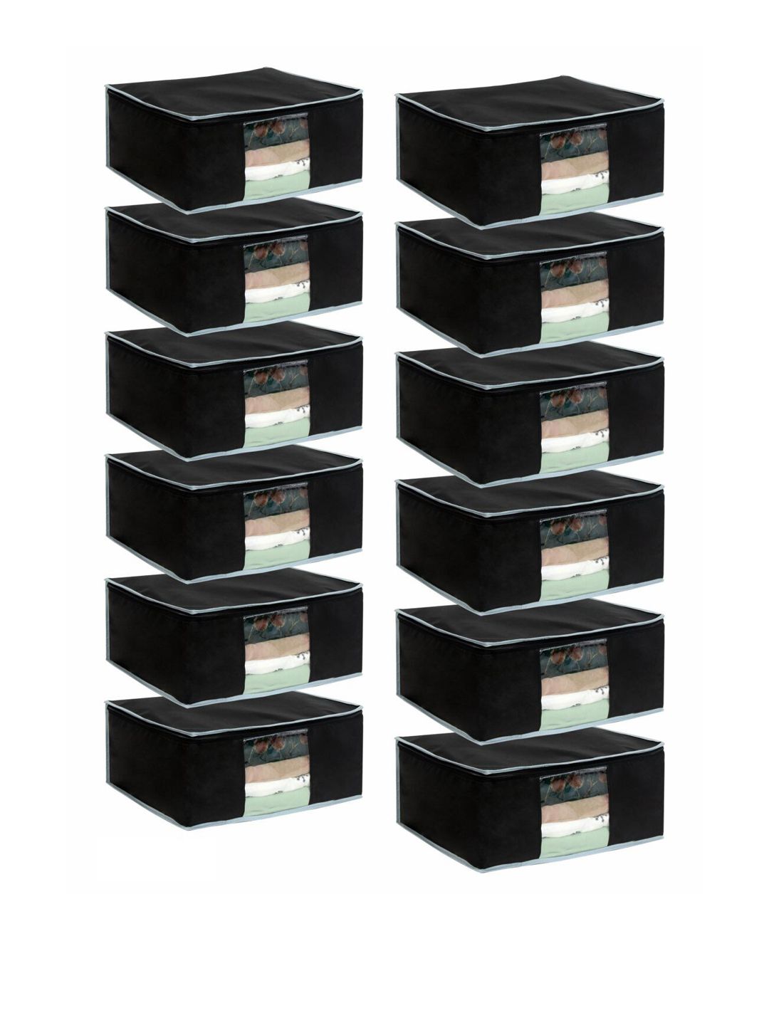 prettykrafts Set Of 24 Black Solid Saree Organizers With Transparent Window Price in India