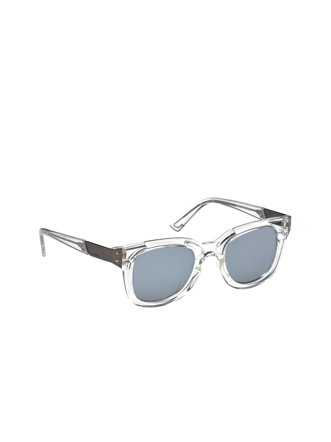 DIESEL Unisex Grey Lens & Black Rectangle Sunglasses with UV Protected Lens-DL0232 49 26C Price in India