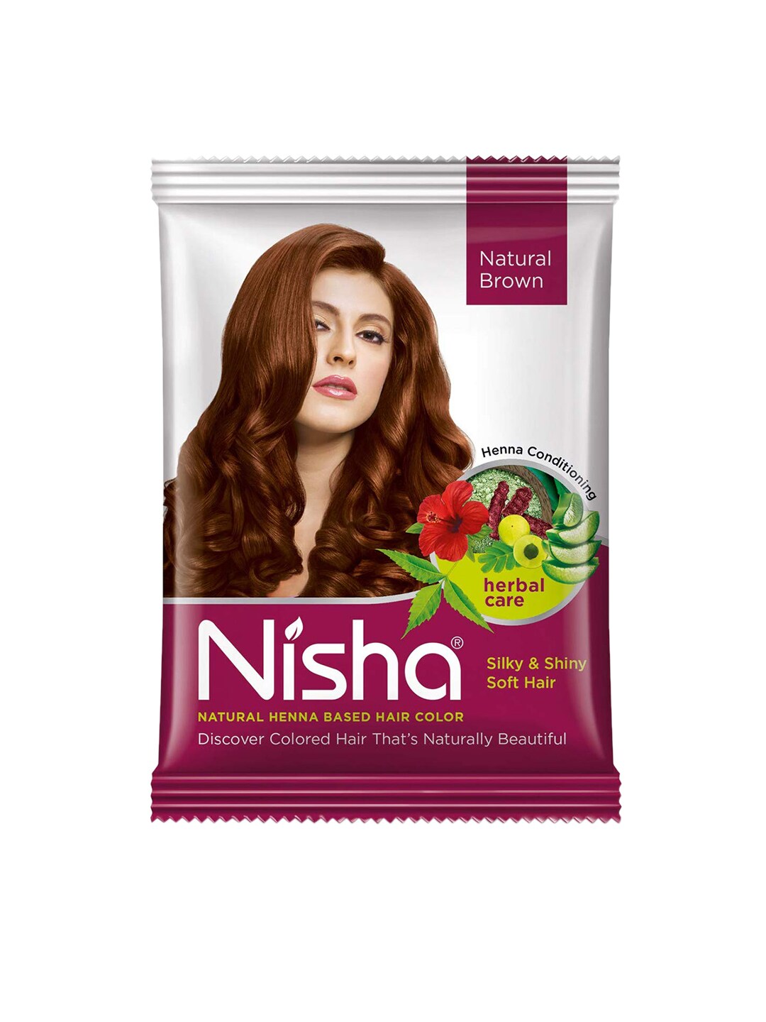 Nisha Pack of 10 Henna Based Hair Colour 300gm - Natural Brown Price in India