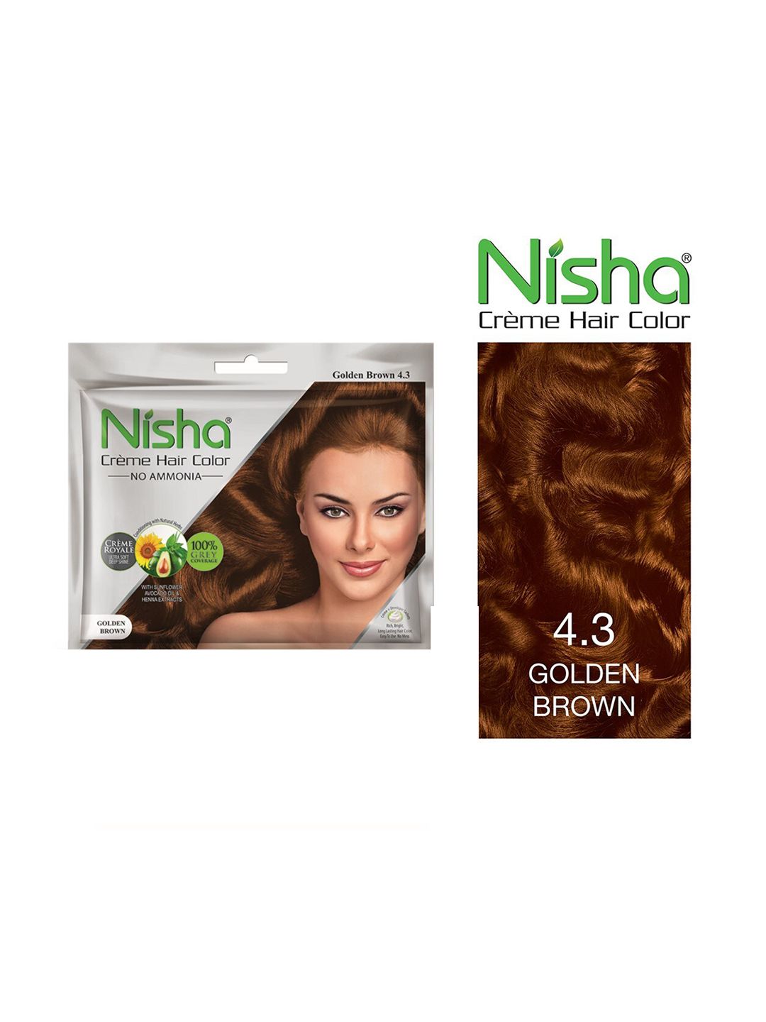 Nisha Set of 6 Creme Hair Colour 240g - Golden Brown Price in India