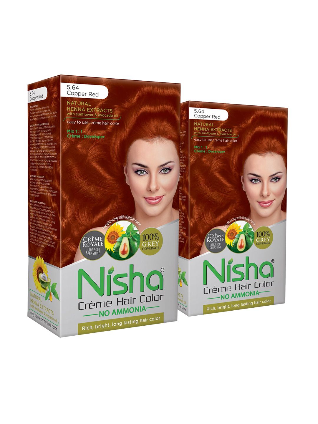 Nisha Pack of 2 Creme Hair Colour 240g - Copper Red Price in India