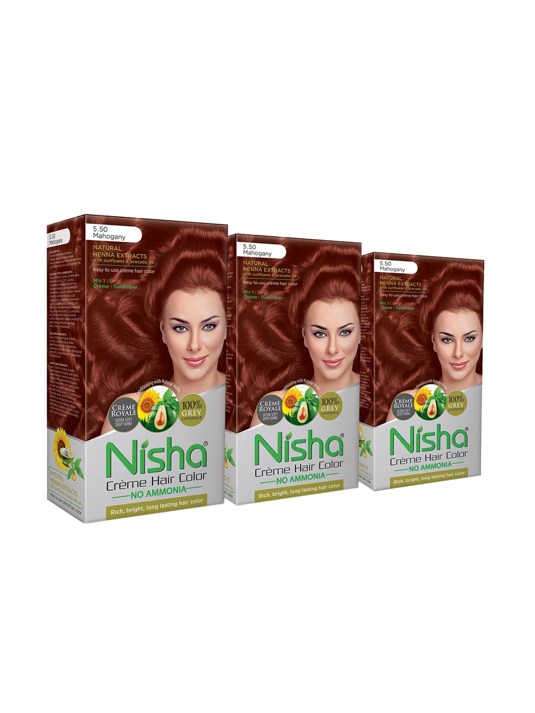 Nisha Pack of 3 Creme Hair Colour 360g - Mahogany Price in India