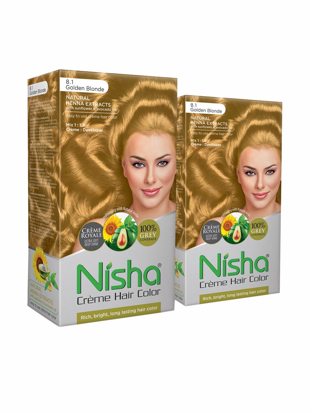 Nisha Pack of 2 Creme Hair Colour 450g - Golden Blonde Price in India