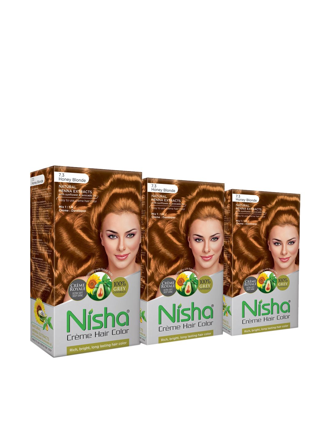 Nisha Pack of 3 Creme Hair Colour 450g - Honey Blonde Price in India