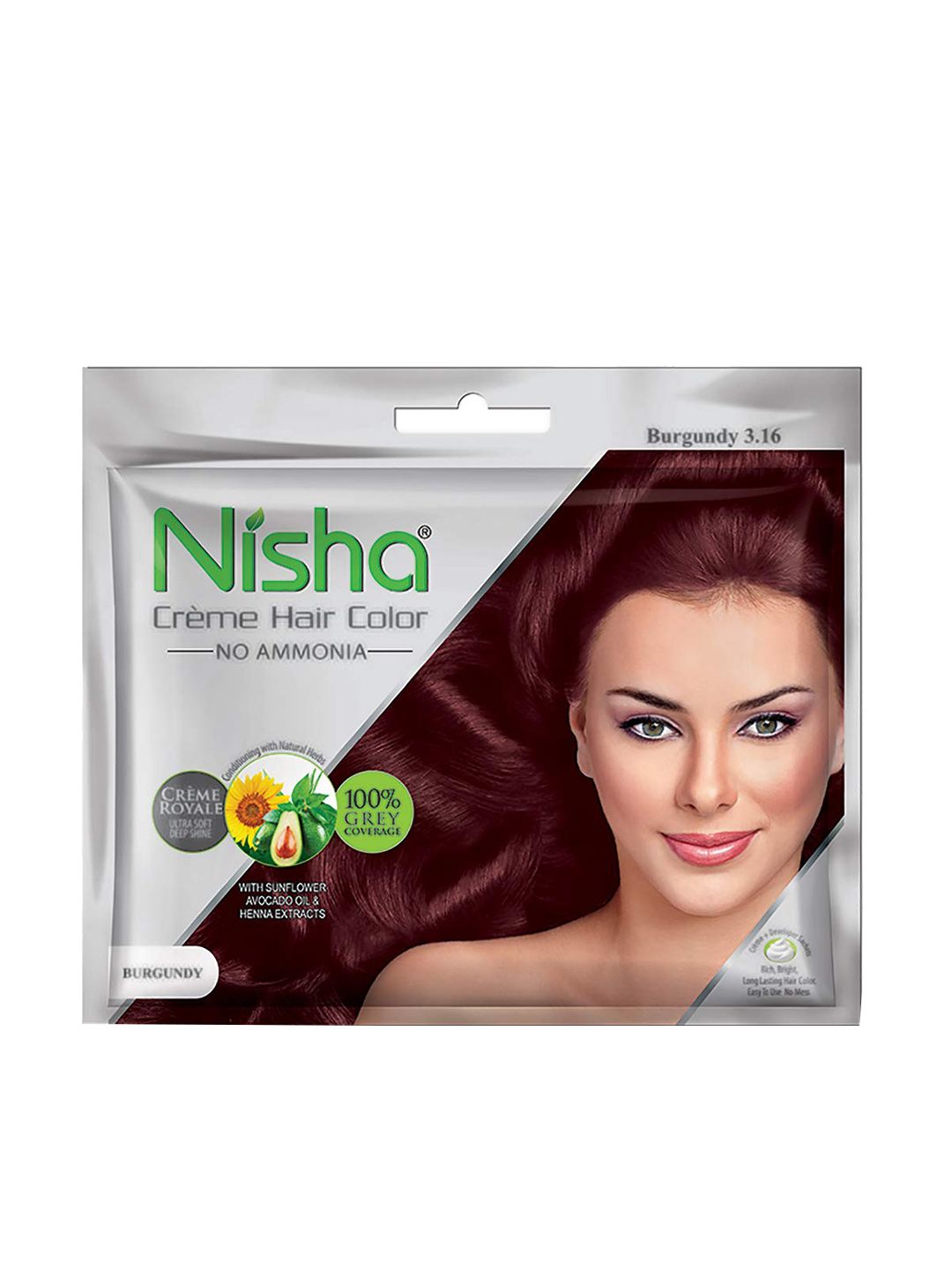 Nisha Pack of 6 Creme Hair Colour 240g - Burgundy Price in India