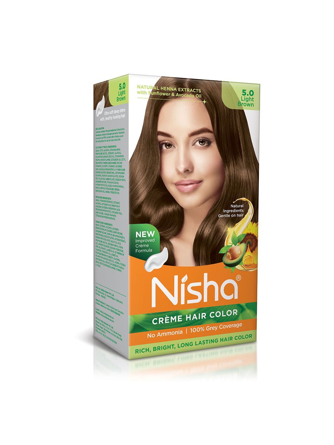 Nisha Creme Hair Color 120gm - Light Brown