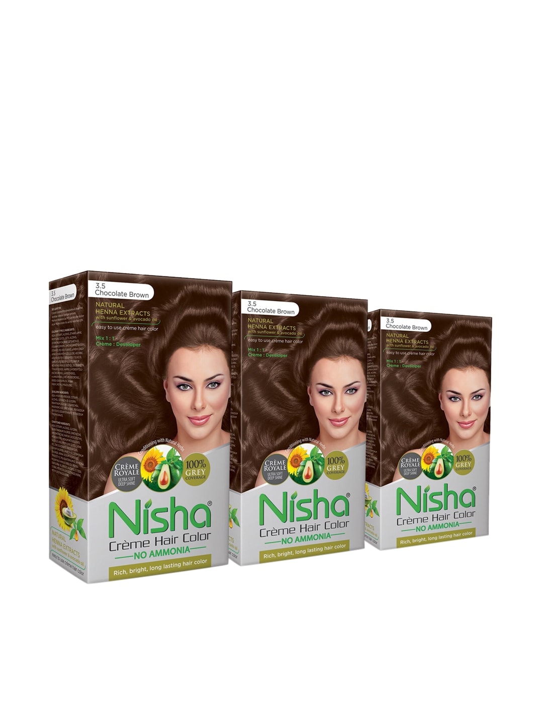 Nisha Pack of 3 Creme Hair Colour 360g - Chocolate Brown Price in India
