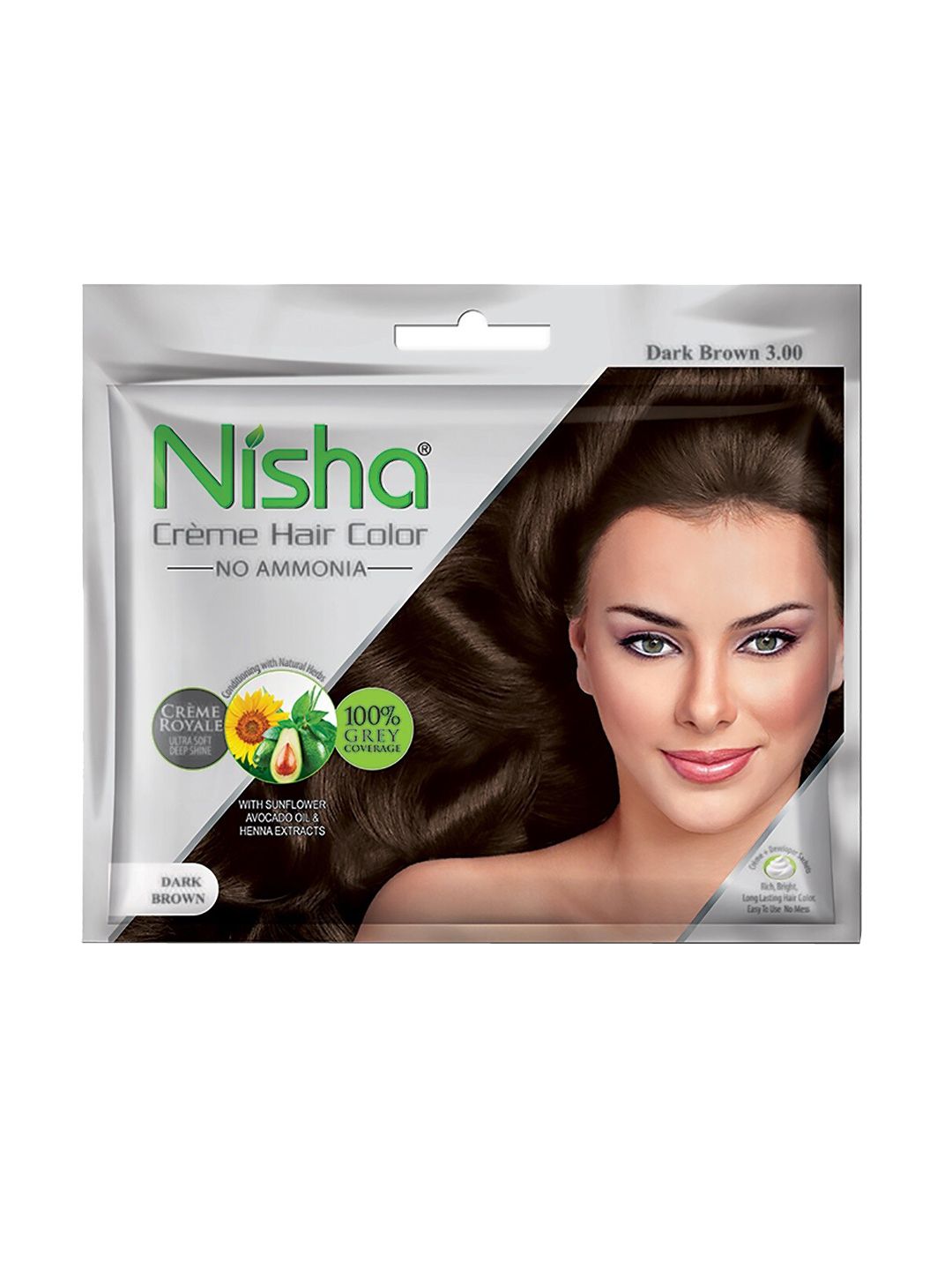 Nisha Pack of 6 Creme Hair Colour 240g - Dark Brown