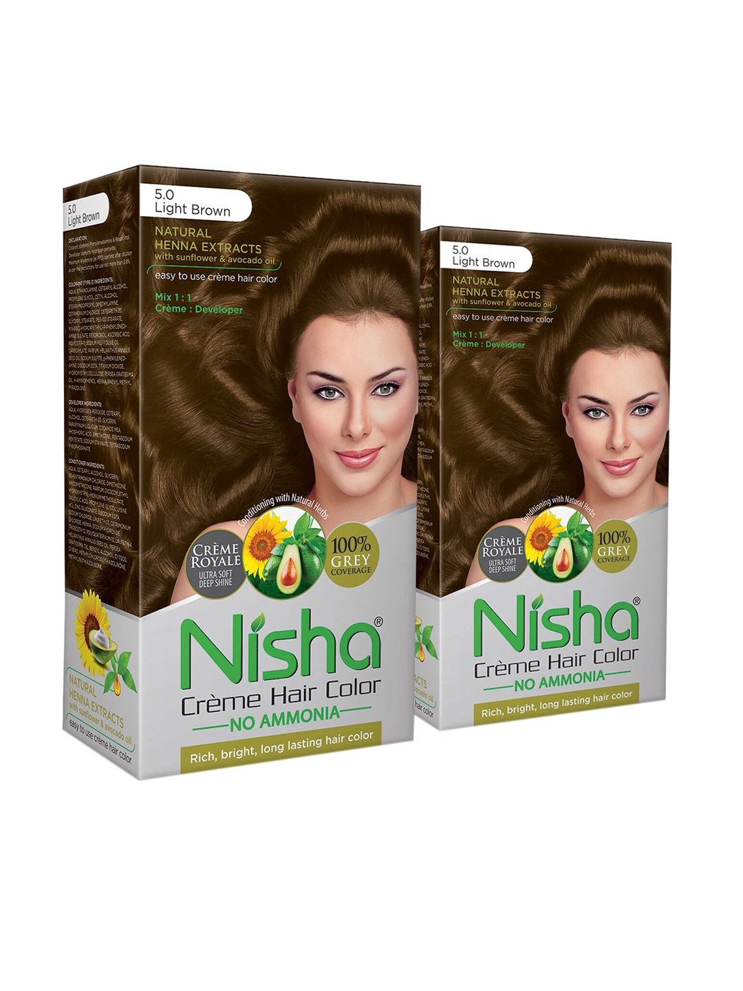 Nisha Unisex Pack of 2 Creme Hair Color 120gm each- Light Blonde Price in India