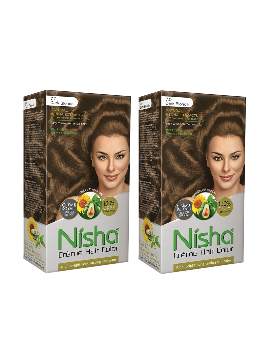 Nisha Unisex Pack of 2 Creme Hair Color 150gm each- Dark Blonde Price in India