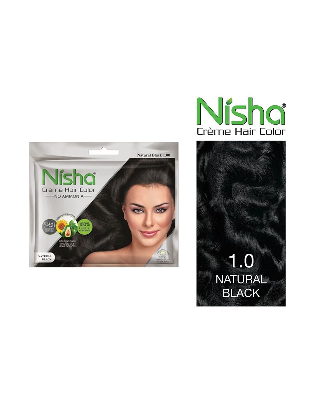 Nisha Women Brown Pack of 6 Creme Hair Color 40gm each- Natural Black Price in India