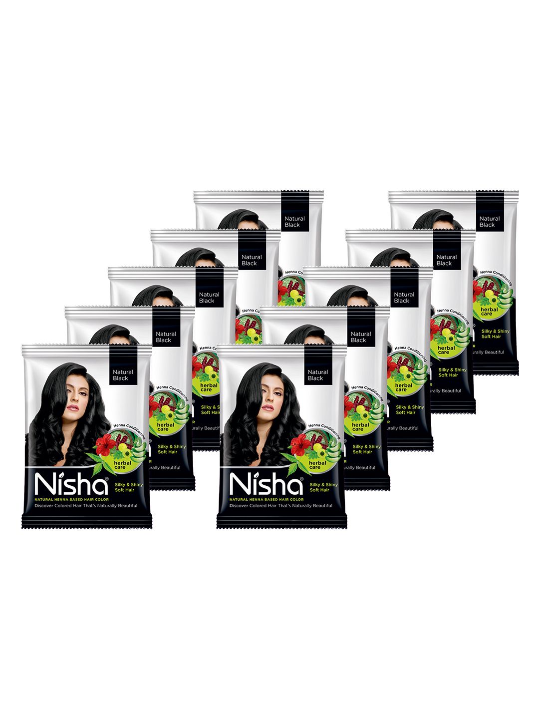 Nisha Set of 10 Brown Hair Color- Natural Black