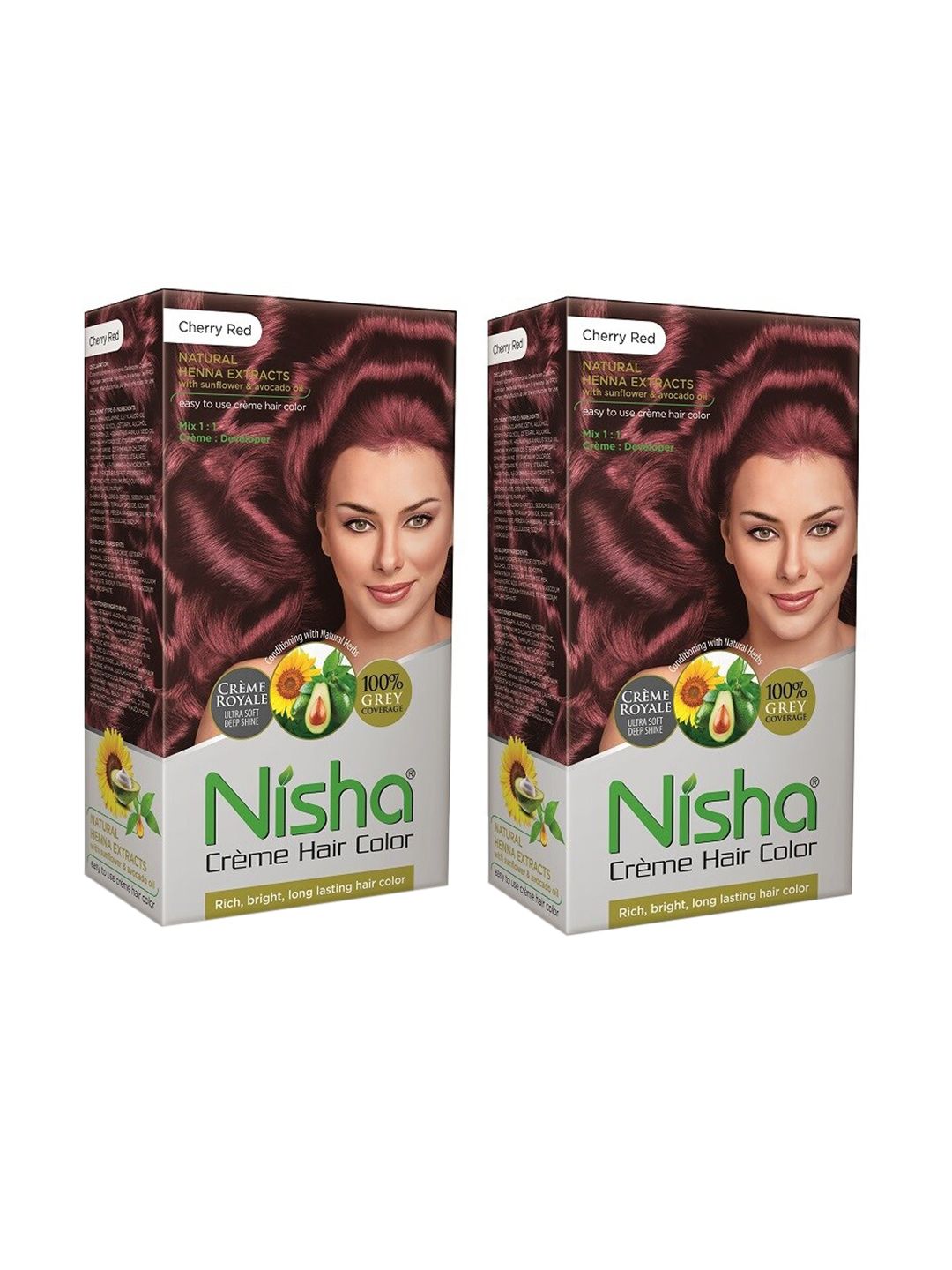 Nisha Unisex Red Pack of 2 Creme Hair Color 120gm each- Cherry Red Price in India
