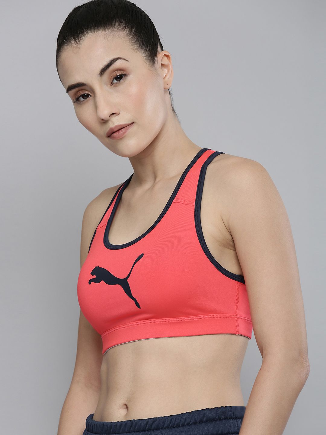 Puma Red Solid Lightly Padded Full Coverage Mid Impact 4Keeps Training Bra 52030489 Price in India