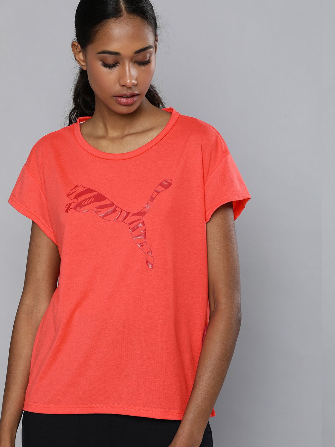 Puma Women Pink Brand Logo Modern Sports dryCELL Printed T-shirt Price in India