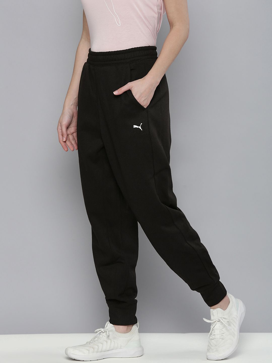 Puma Women Black Solid Relaxed Fit DryCell Train Favourite Fleece Sweat Joggers Price in India