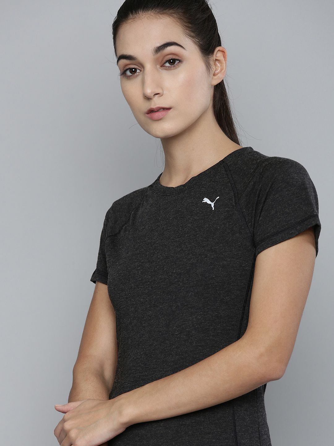 Puma Women Black RUN Woollen dryCELL Slim Fit T-shirt Price in India