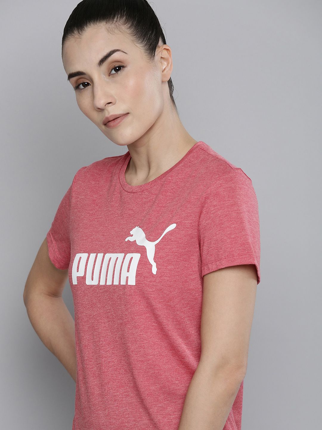 Puma Women Red & White Essentials Logo Printed T-shirt Price in India
