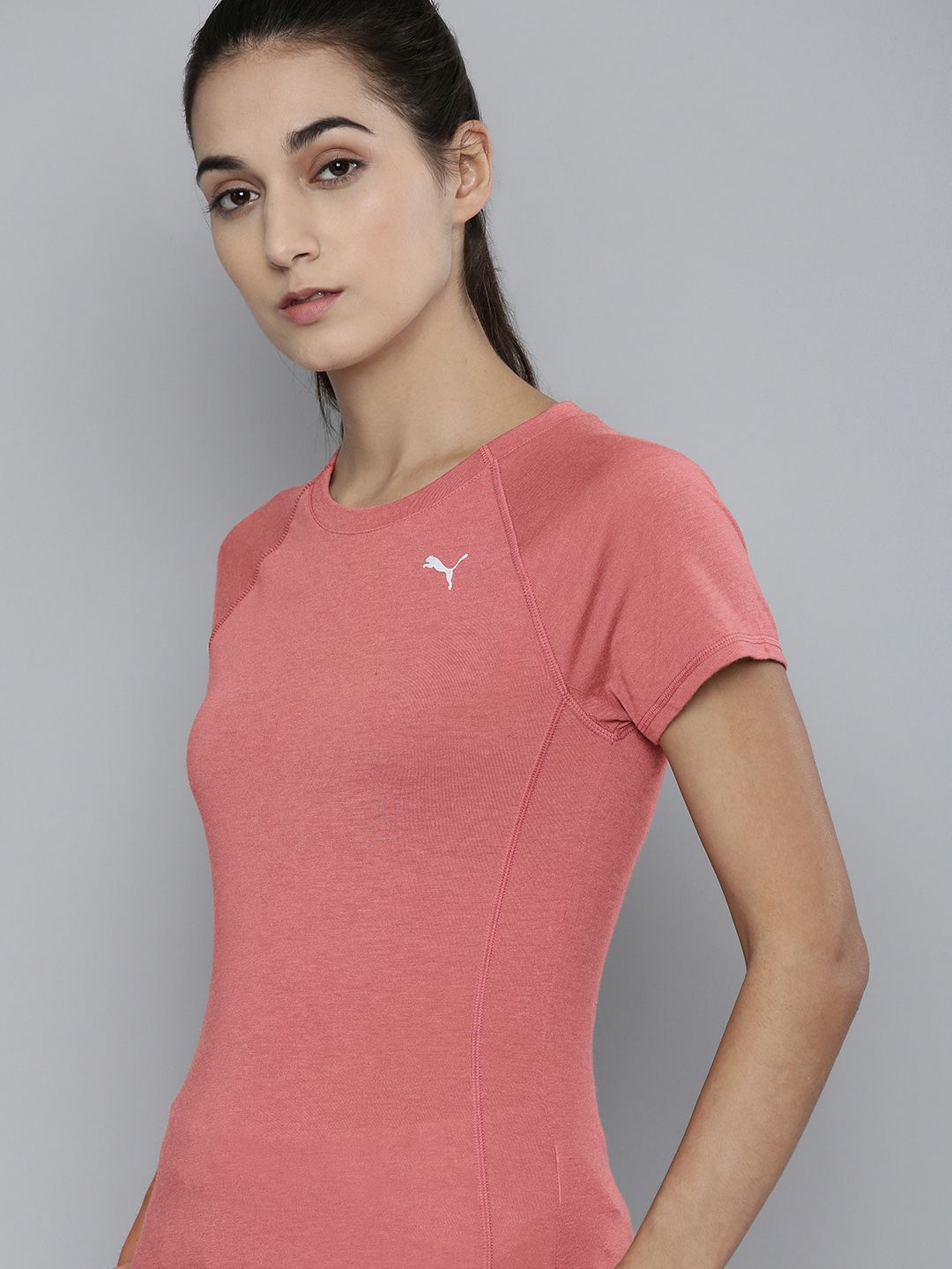 Puma Women Mauve dryCELL Slim Fit RUN Woollen Running T-shirt Price in India