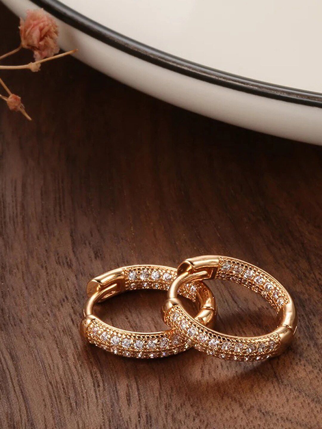 Shining Diva Fashion Rose Gold Contemporary Hoop Earrings Price in India