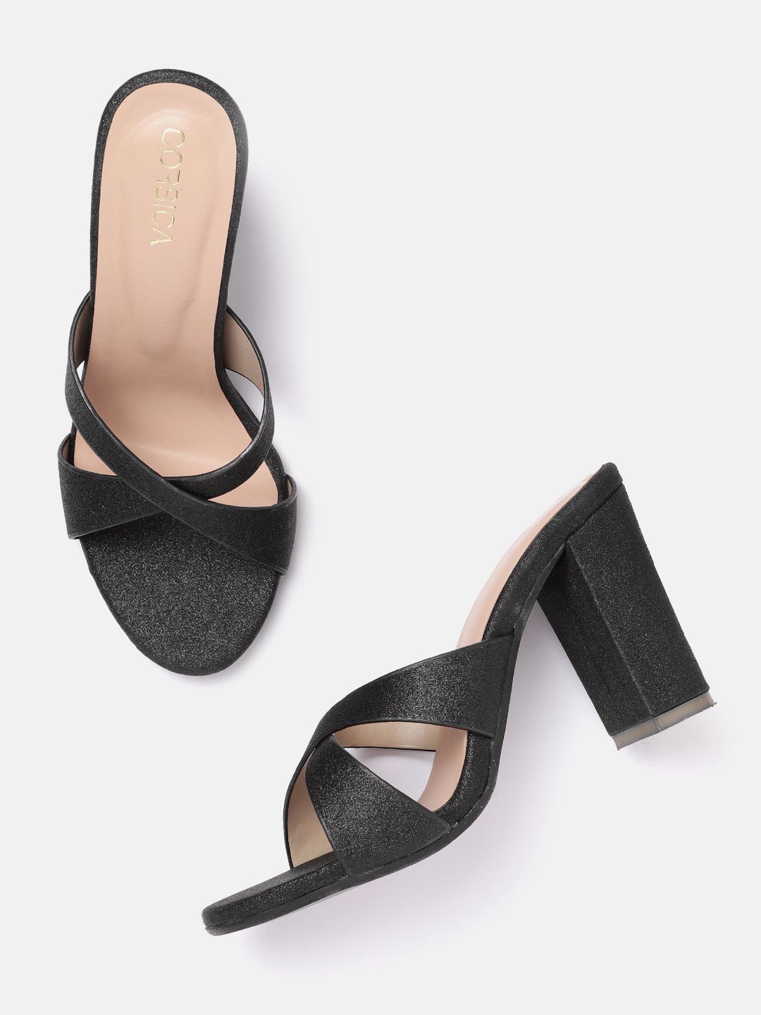 CORSICA Black Party Block Heels Price in India