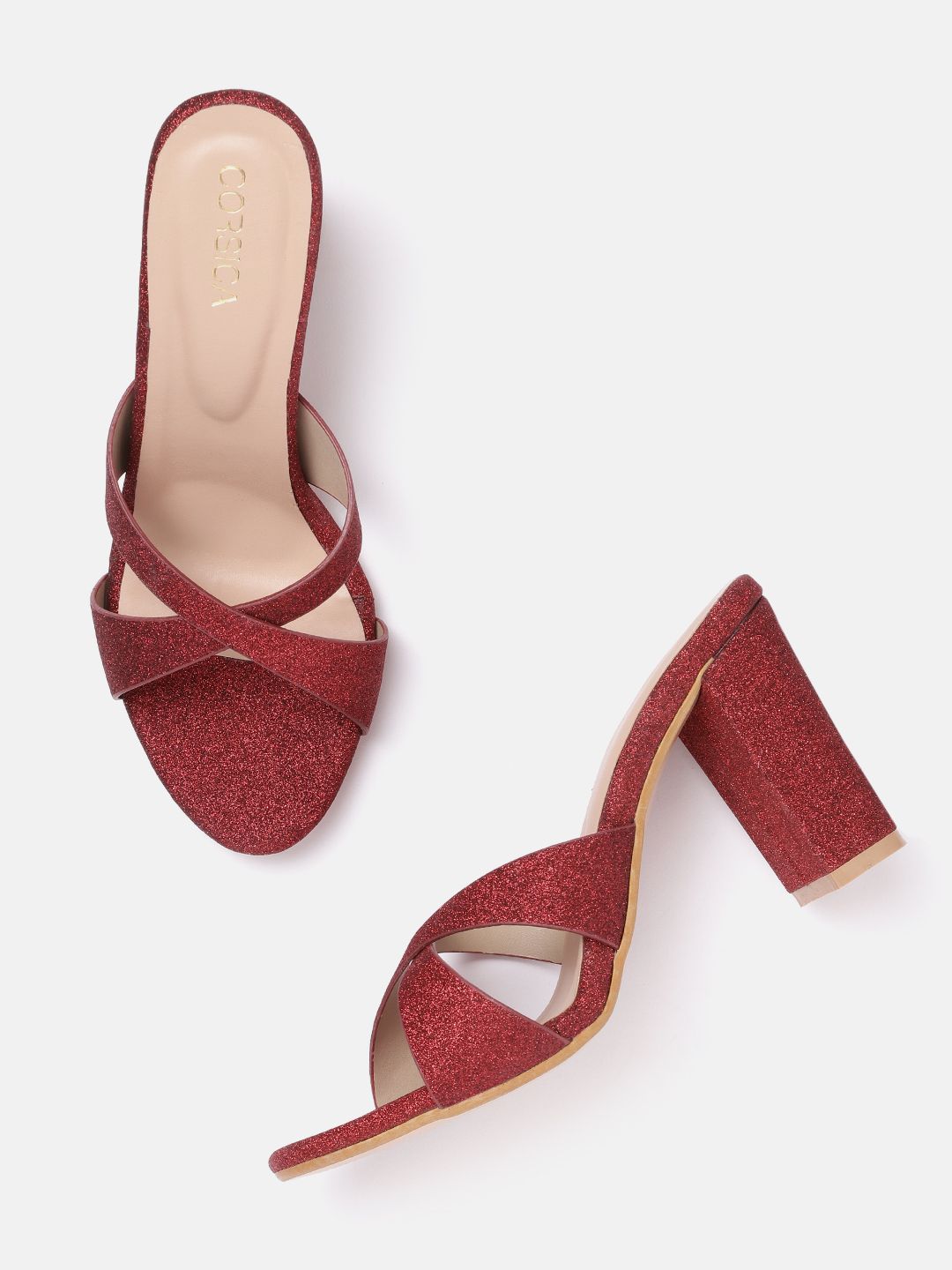 CORSICA Red Party Block Sandals Price in India