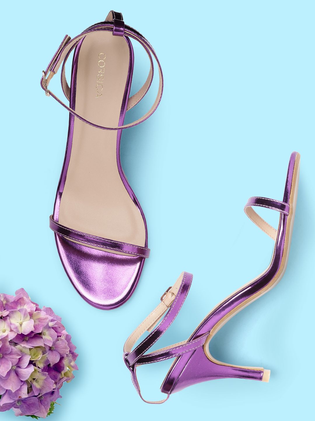 CORSICA Purple Solid Sandals with Ankle Loops Price in India