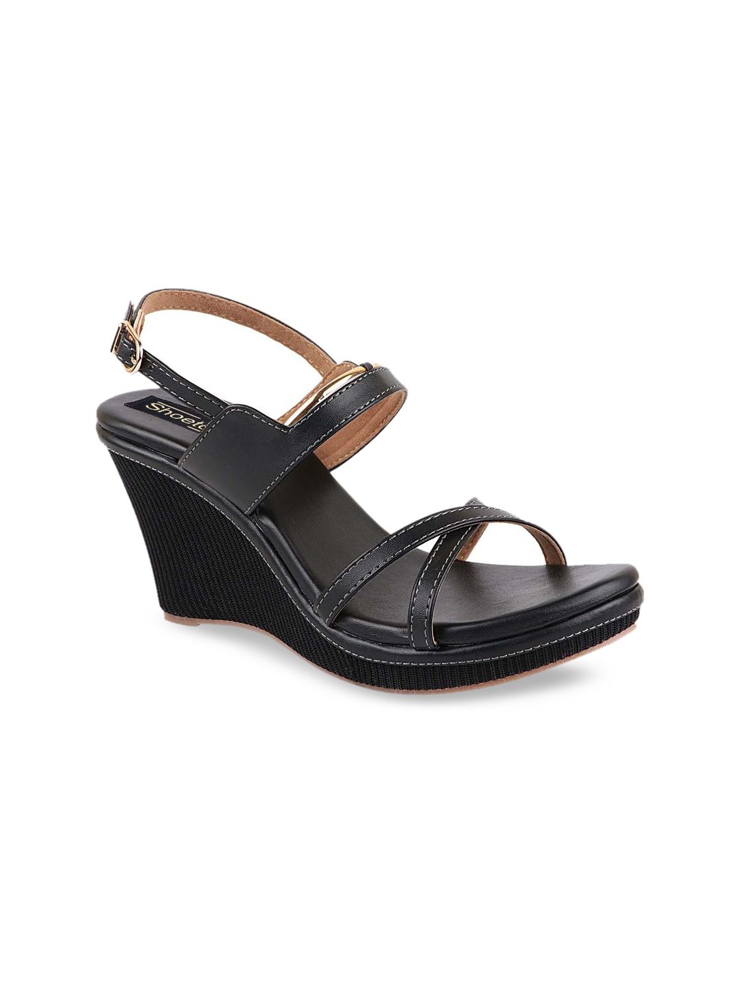 Shoetopia Women Black Solid Wedges Price in India