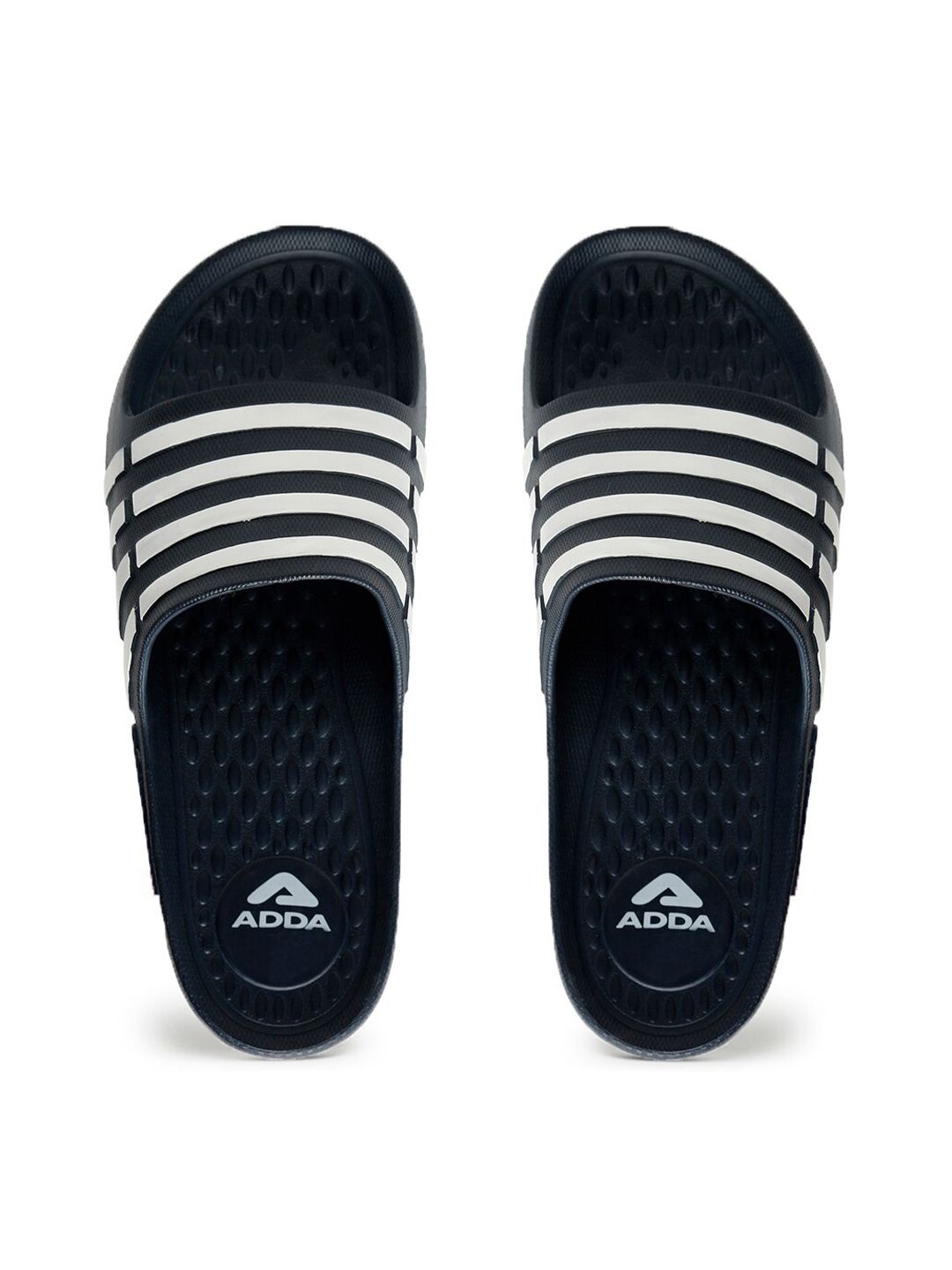 Adda Men Navy Blue Striped Sliders