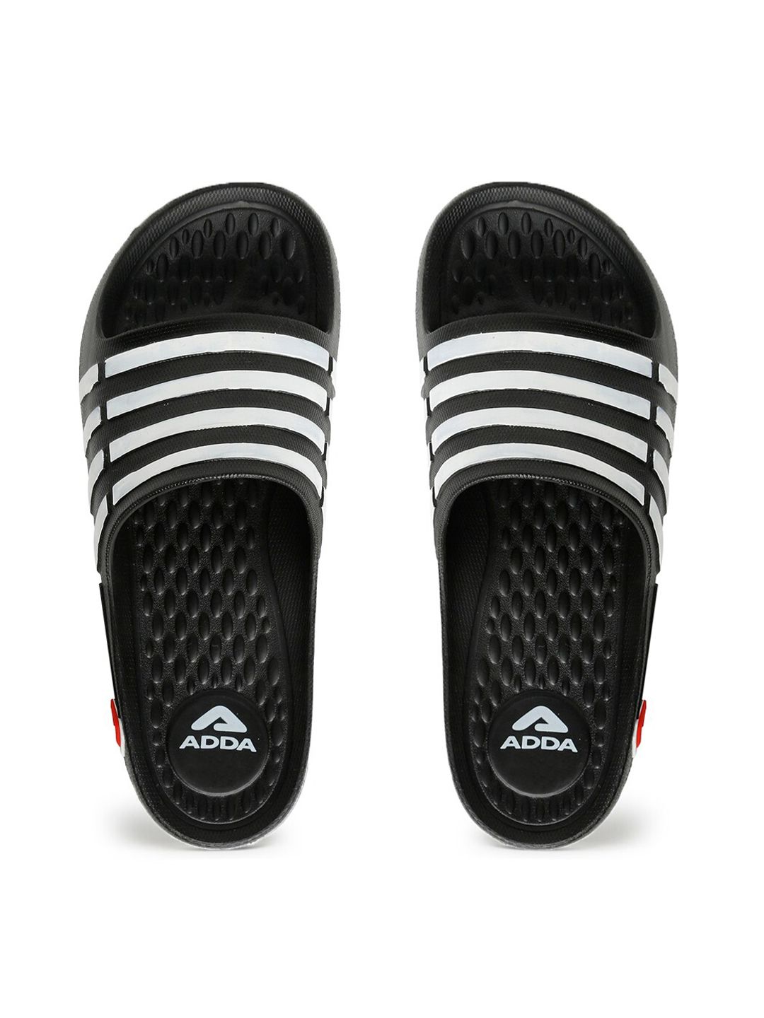 Adda Men Black Striped Sliders
