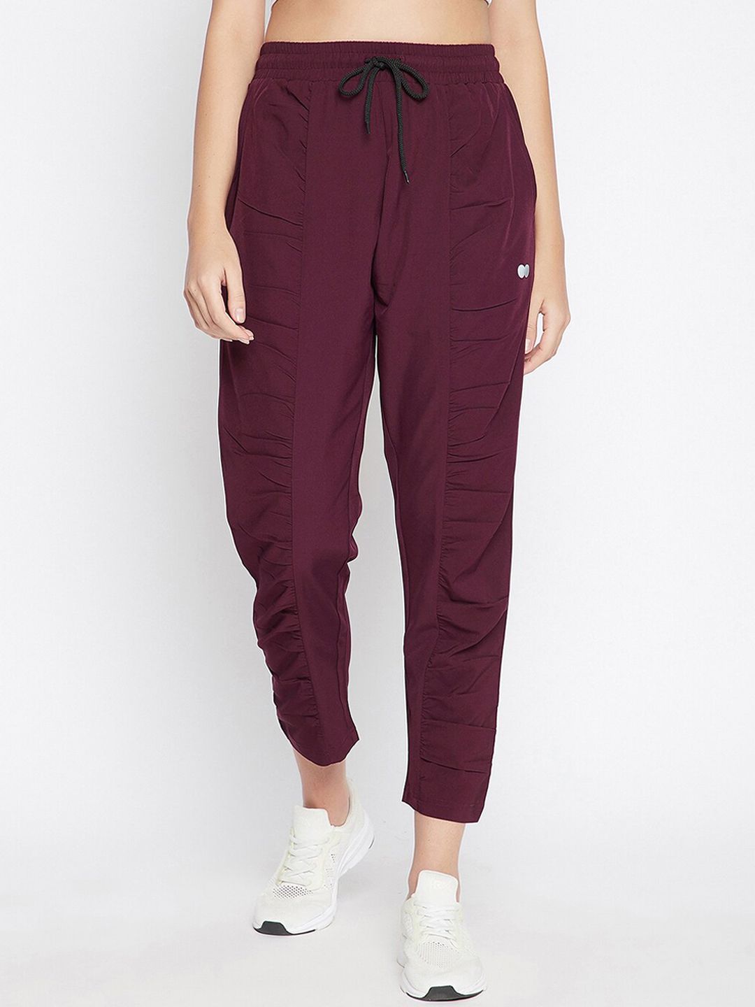 Clovia Women Maroon Activewear Ankle Length Joggers Price in India