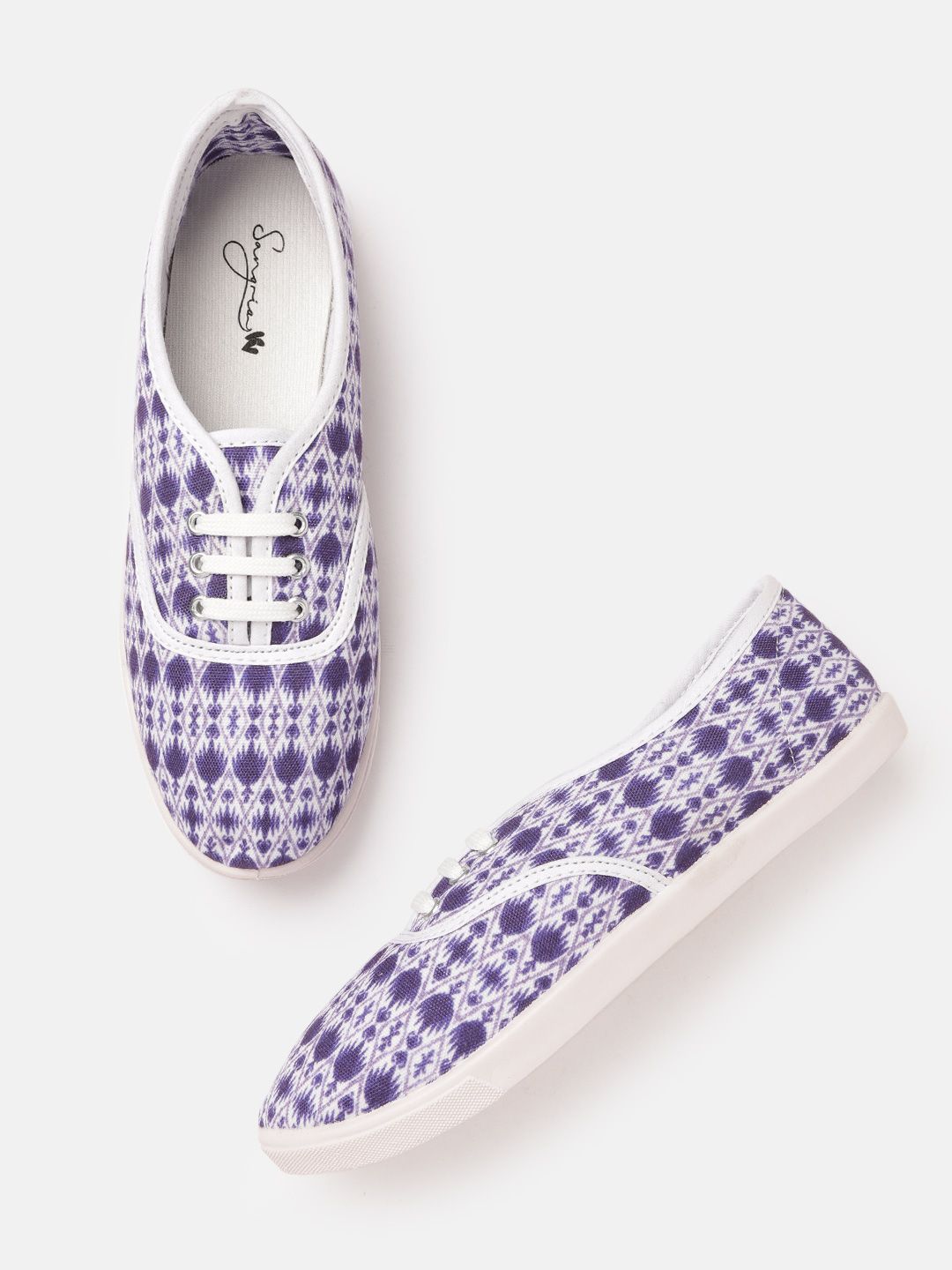 Sangria Women Purple & White Printed Sneakers Price in India