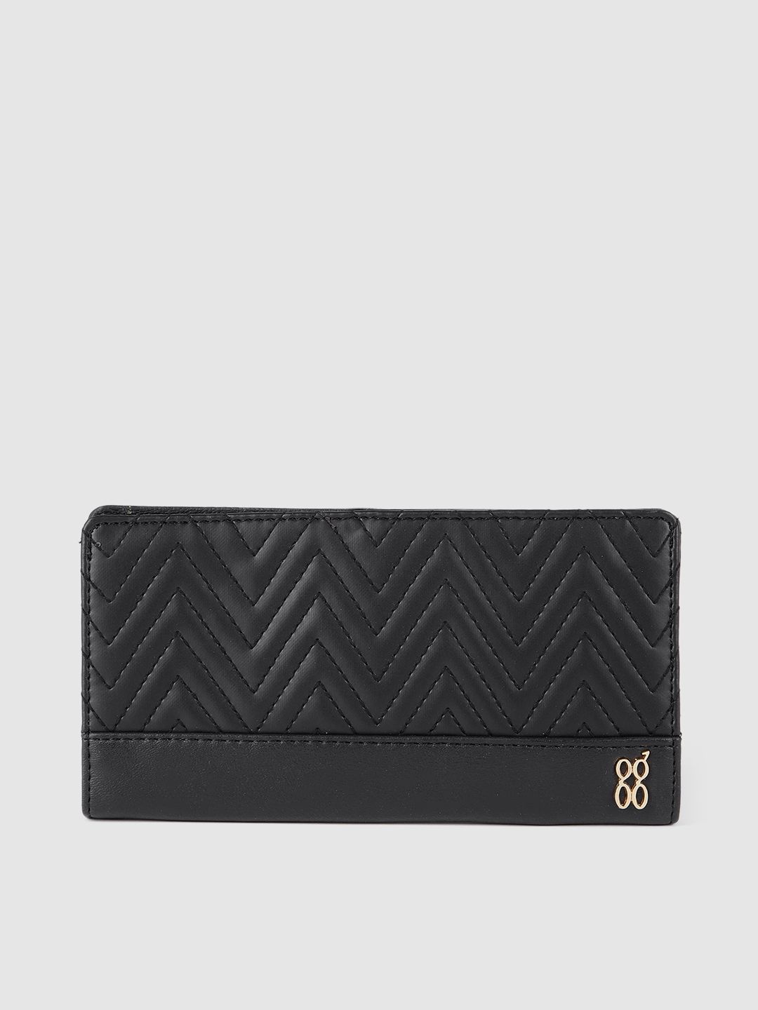 Baggit Women Black Textured Two Fold Wallet Price in India