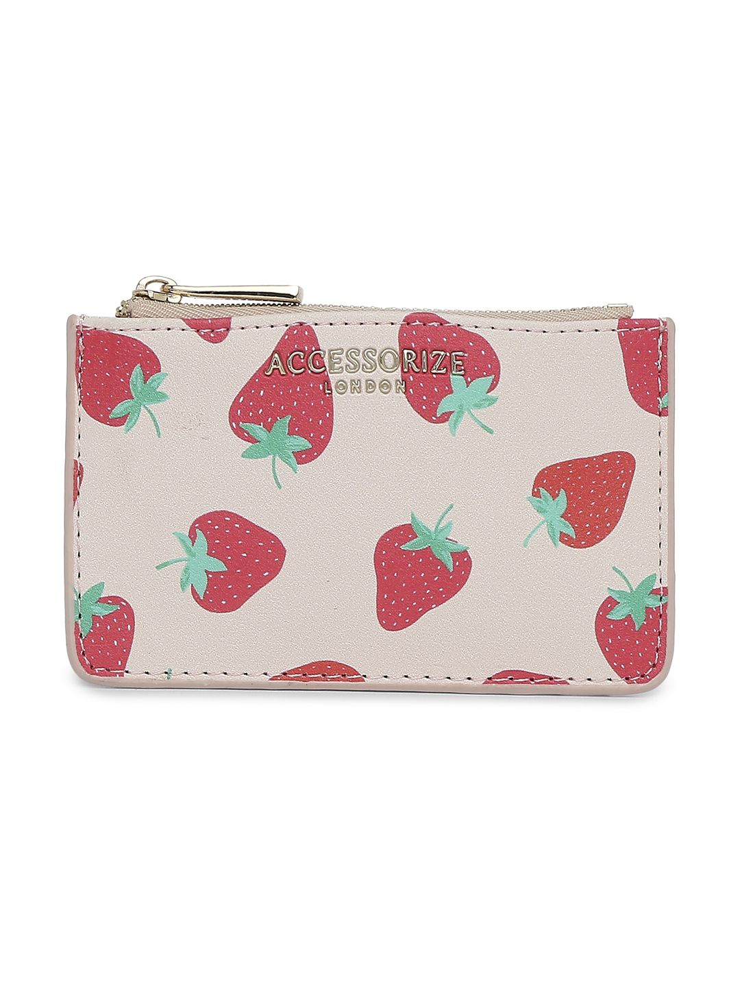 Accessorize Women Pink & Green Strawberry Print Card Holder Price in India