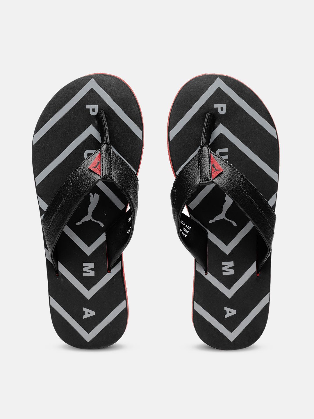 Puma Unisex Black & Silver-Toned Printed Wrens V1 IDP Synthetic Thong Flip-Flops Price in India