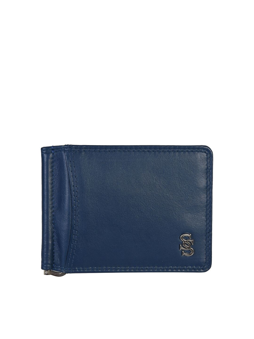 Second SKIN Men Navy Blue Textured Leather Money Clip deal from myntra